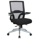 Office Star Products - Manager's Chair With Mesh Back, Charcoal Seat and Silver Base, Black - Whether you have a day filled with meetings, or working to beat a deadline, the Space Seating Fully Adjustable Office Chair provides not only professional style but also sophisticated support for all-day comfort. The black vertical mesh back with height adjustable lumbar support keeps you cool and helps prevent back fatigue. The 3-Way PU padded cantilever flip arms ensure flexibility and allow for support to take pressure off of your shoulders and neck. The densely padded woven fabric seat keeps you comfortable through-out the day. Features such as one-touch pneumatic seat height adjustment and 2-to-1 Synchro tilt control with adjustable tilt tension and seat slider easily accommodates your individual preferences. Set upon a durable black nylon base with oversized dual wheel carpet casters that deliver easy mobility. TAA Compliance, and coverage with an impressive warranty for 5 years on all component parts, and 2 years on foam and fabric, give added assurance to the quality of your purchase.