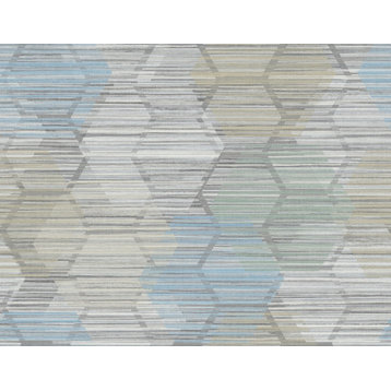 Jabari Light Blue Geometric Faux Grasscloth Wallpaper Bolt