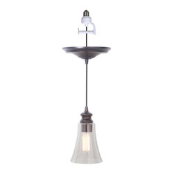 Brushed Bronze Finished with Clear Glass Shade Instant Pendant Light Conversion - Pendant Lighting