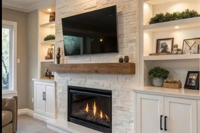 Large living room photo in New York