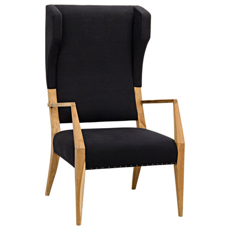 Narciso Chair, Teak with Black Woven Fabric