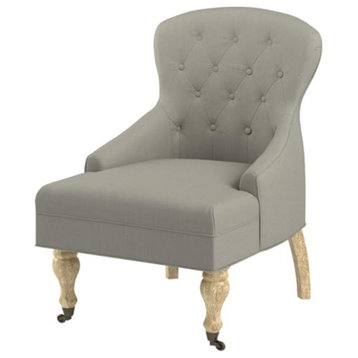 Classic Accent Chair, Comfortable Seat With Diamond Button Tufted Back, Granite