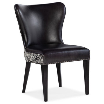 Hooker Furniture Kale Leather Accent Chair with Salt & Pepper HOH in Black