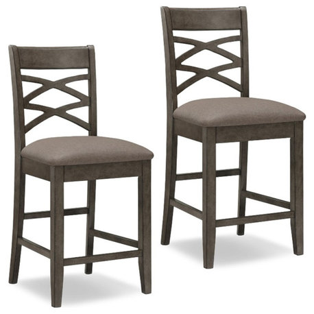 Leick Favorite Finds Double 24" Crossback Counter Stool in Graystone