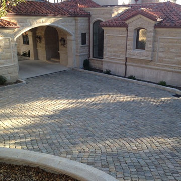 15. Antique Sandstone Cobblestone Driveway 5x5's, Pebble Beach CA