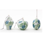 Danny's Fine Porcelain - Christmas Set Of 6 Ornament G&W - 2.5WX2.5LX3.75H green and white Christmas Set Of 6 Ornament