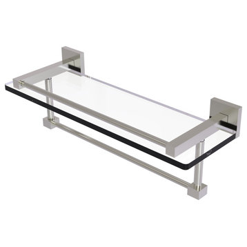 Montero 16" Glass Shelf with Towel Bar, Satin Nickel