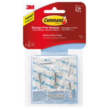Command™ 17065CLR-VPES Medium Wire Toggle Hook, Clear, 6 Count