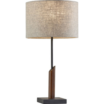 Ethan Table Lamp - Black with Walnut Wood