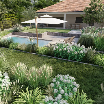 La piscine avec vue sur les Pyrenées