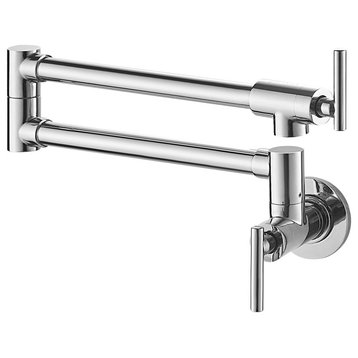 VEVOR Pot Filler Faucet Solid Brass Wall Mount Kitchen Faucet 26.4", Polished Chrome