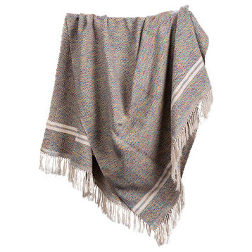 Diamante Cotton Throw, Hue Inspired and Natural Stripes, Small