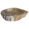 Rustic Natural Petrified Wood Stone Unique Bathroom Vessel Sink, Natural Stone