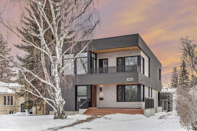 Inspiration for a modern exterior home remodel in Calgary