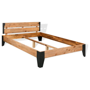 vidaXL Bed Frame Solid Acacia Wood Steel 59.8"x79.9"