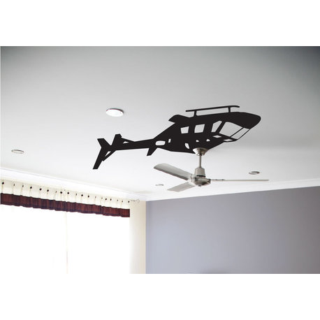 Helicopter Ceiling Fan Wall Decal, Black, 60"x32"