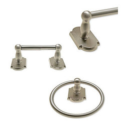 Designers Impressions - Ketchum Series 3 Piece Satin Nickel Bathroom Hardware Set - Bathroom Accessory Sets