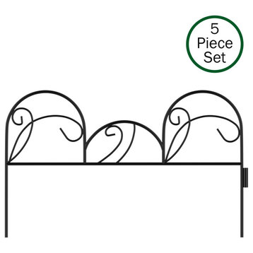 Set of 5 Interlocking Panels Metal Garden Fencing Flower Beds and Landscaping