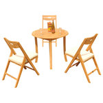 Teak Deals - 4-Piece Outdoor Teak Dining Set: 36" Round Table, 3 Surf Folding Arm Chairs - Set includes: 36" Round Dining Table and 3 Folding Arm Chairs.
