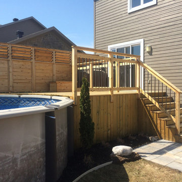 Patio bois traité et piscine