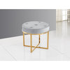 Round Upholstered Tufted Accent Stool with Gold Base