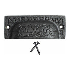 Cabinet or Drawer Bin Pull Black Iron Cup 3 1/2" x 1 1/4" H |