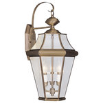Livex Lighting - Livex Lighting 2361-01 Georgetown - Three Light Outdoor Wall Lantern - Shade Included: YesGeorgetown Three Lig Antique Brass Clear  *UL: Suitable for wet locations Energy Star Qualified: n/a ADA Certified: n/a  *Number of Lights: Lamp: 3-*Wattage:60w Candelabra Base bulb(s) *Bulb Included:No *Bulb Type:Candelabra Base *Finish Type:Antique Brass
