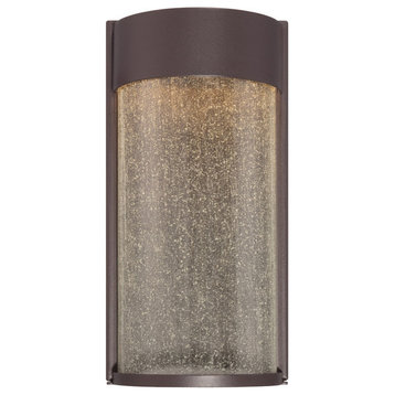 LED Outdoor Wall Mounted Light, Bronze With Clear Seedy, 6"x12"