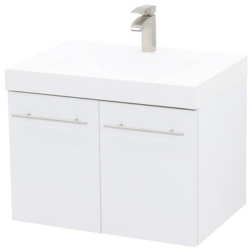 23.25" Wall Mount Vanity Sink Set, White Integrated Sink Top, White Embossed Tex