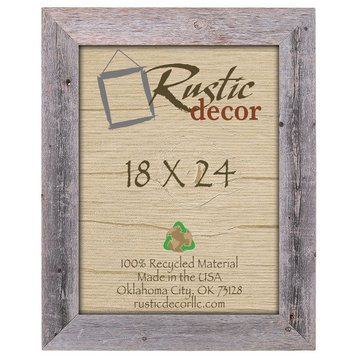 Catoosa Extra Wide Reclaimed Rustic Barn Wood Wall Frame, 18"x24"