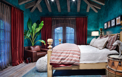 Bold Colors and Distressed Wood Enliven a Boy’s Bedroom