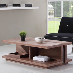 DJ Coffee Table in Light Walnut & Stainless Steel - Coffee Tables