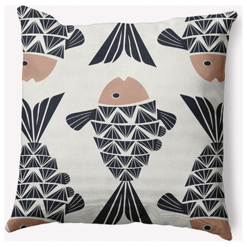 20x20" Big Fish Nautical Decorative Indoor Pillow, Mauve
