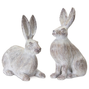 Rabbit, 2-Piece Set, 15"H, 17"H Resin