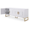 Modrest Leah Contemporary White High Gloss and Champagne Gold Buffet