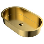 Karran USA - Karran Cinox Stainless Steel Oval Undermount Sink, Gold - Step into a world of refined luxury with the Karran CCU200G, a standout piece in the Cinox Collection. This oval undermount bathroom sink, finished in an exquisite Gold, merges timeless elegance with contemporary functionality. Its construction from the durable T-304 stainless steel ensures a product that not only looks magnificent but also lasts for years. The dimensions of L 27-1/2 x W 17 x H 5-1/8 inches offer a spacious and practical solution for any residential bathroom. The undermount design of the CCU200G provides a sleek, uninterrupted look on your countertop, making it a perfect choice for those who appreciate both style and simplicity. This sink is a testament to Karran's dedication to superior quality and innovative bathroom design.