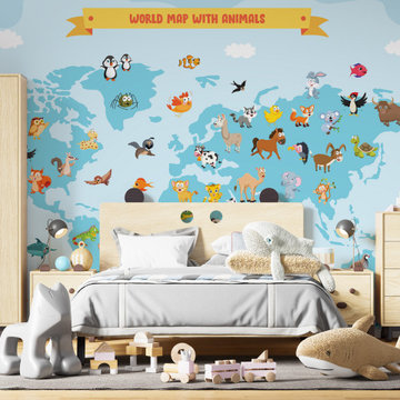 Animal World Map Wallpaper - Giffywalls