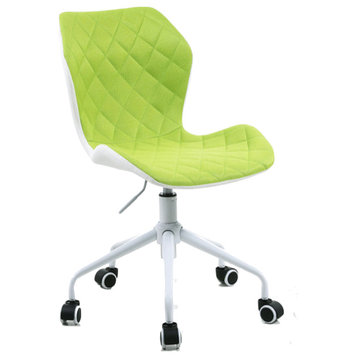 Modern Home Ripple Mid-Back Office Task Chair, White/Lime White Base