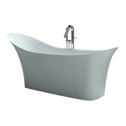 ADM Bathroom Design - ADM Curved Freestanding Bathtub, Matte White, 74.4" - Bathtubs