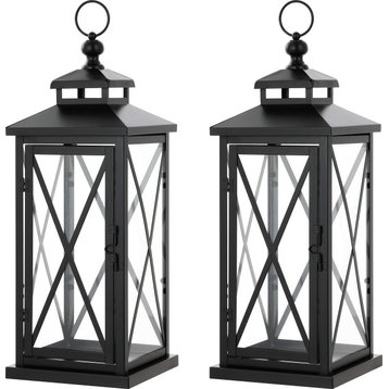 Lirio Outdoor Lantern, Set of 2, Black, Large
