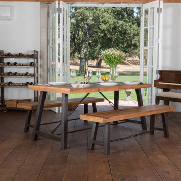 GDF Studio Austin Teak Finish Acacia Wood Dining Set