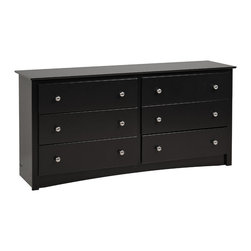 Prepac Sonoma 6-Drawes Double Dresser in Black - Dressers