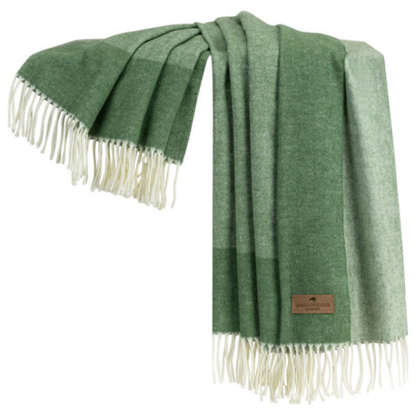 Italian Border Herringbone Throw, Olive