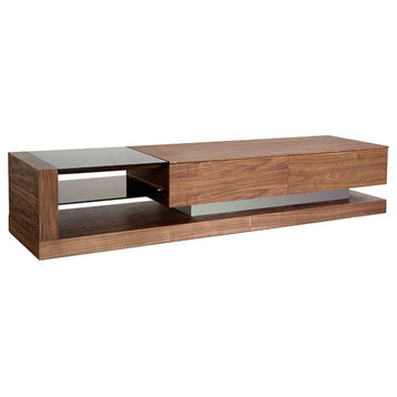 Modrest Mali Modern MDF Wood TV Stand for TVs up to 79" in Walnut