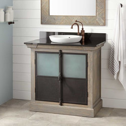 36" GARTON OAK VANITY FOR SEMI-RECESSED SINK - GRAY WASH OAK - Bathroom Vanities And Sink Consoles