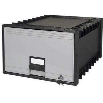 Storex Archive Storage Box, Legal Size, 24-Inch Depth, Black/Gray