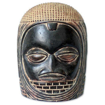 Veiled Queen Africa Benin Wood Mask, Ghana