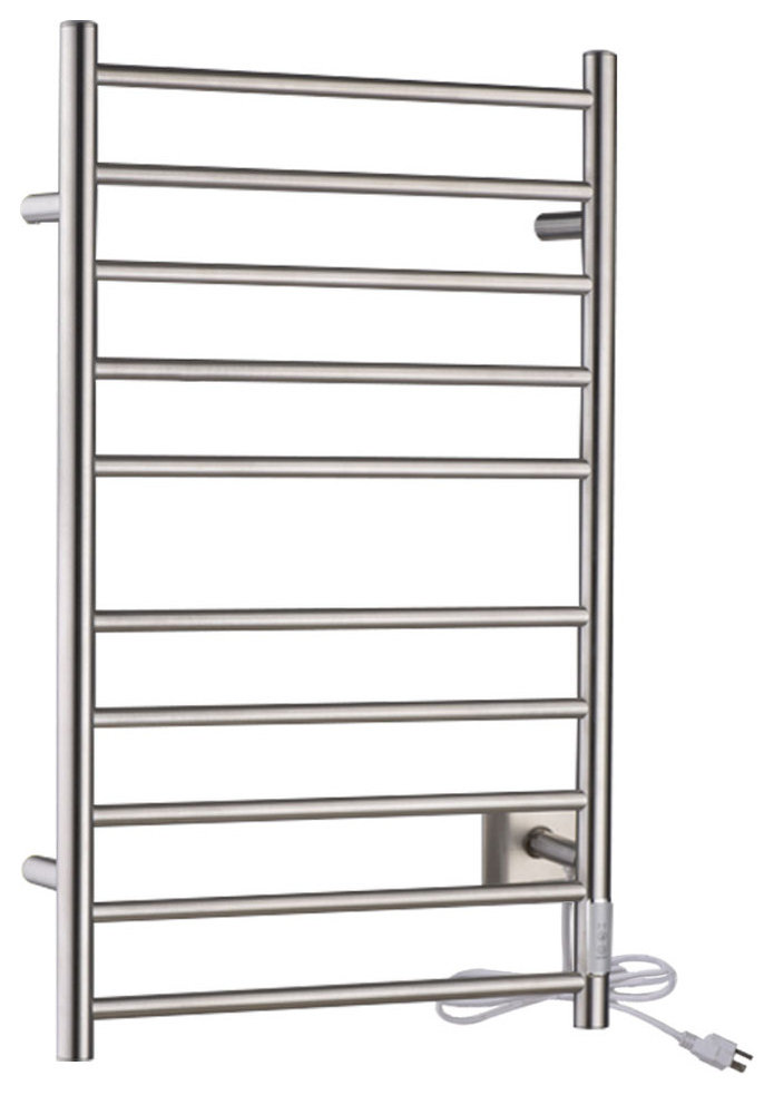 ANZZI Crete 10-Bar Stainless Steel Wall Mounted Towel Warmer, Brushed ...