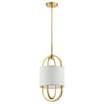 Kichler - Kichler 83340CG LED Pendant, Champagne Gold Finish - Fabric shades have a soft look that never seems to go out of style, and Jolana takes inspiration from these refined classics. A delicately textured fabric shade contrasts decoratively against the smooth pill-shaped metal framework. Inside the arms, LED clusters radiate light, creating a beautiful glow. Bulbs Included, Number of Bulbs: 2, Max Wattage: 49.00, Bulb Type: LED