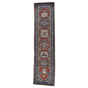 Antique North West Persian Even Wear Wide Runner Oriental Rug, 3'7"x14'2"